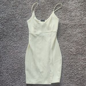 Nasty Gal Pastel Yellow Textured Spaghetti-Strap Mini Dress